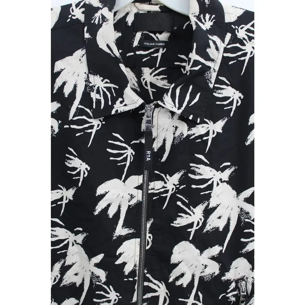 RTA Aiden Palm Tree Zipper Shirt Clyde Shorts Set Size Large